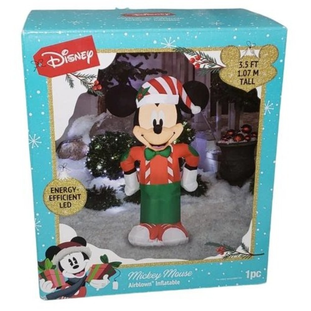 Disney Mickey Mouse Gemmy Inflatable Light Up Christmas Outdoor Decor New in Box